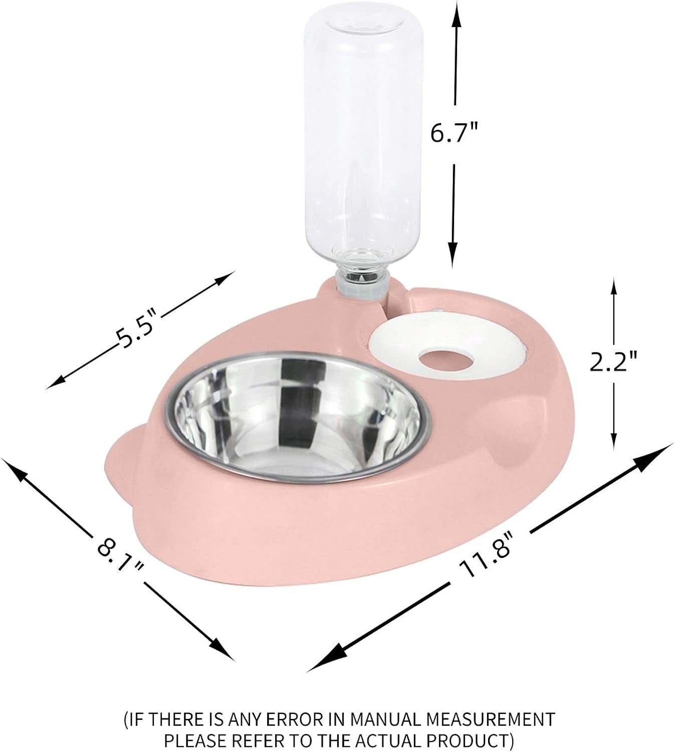 Small Pets Water and Food Bowl Set, Dogs Cats Feeder Bowl and Automatic Water Dispenser Double Pet Bowls with Automatic Water Bottle for Small or Medium Size Dogs Cats…