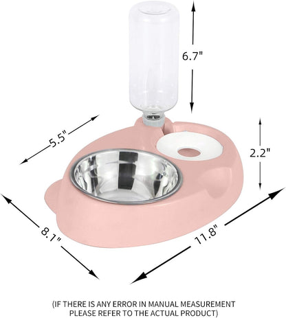 Small Pets Water and Food Bowl Set, Dogs Cats Feeder Bowl and Automatic Water Dispenser Double Pet Bowls with Automatic Water Bottle for Small or Medium Size Dogs Cats…