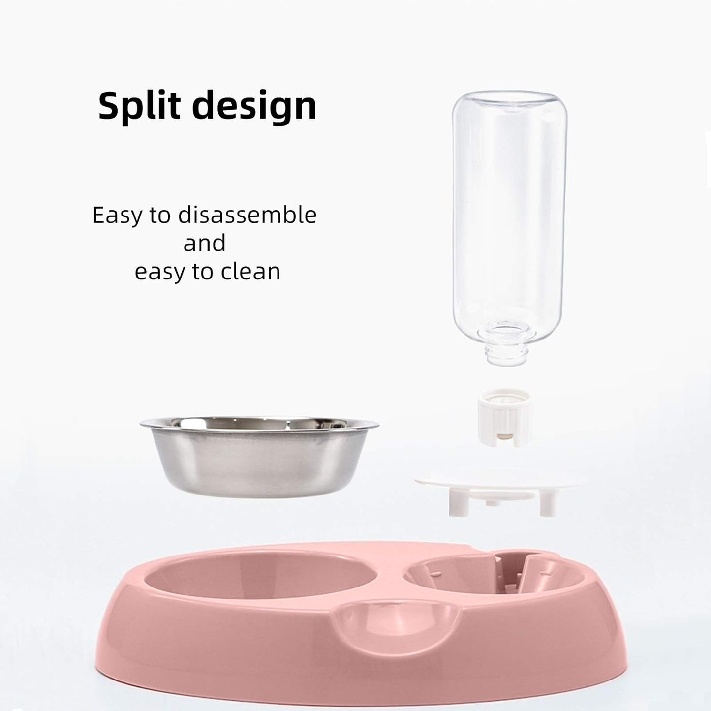 Small Pets Water and Food Bowl Set, Dogs Cats Feeder Bowl and Automatic Water Dispenser Double Pet Bowls with Automatic Water Bottle for Small or Medium Size Dogs Cats…